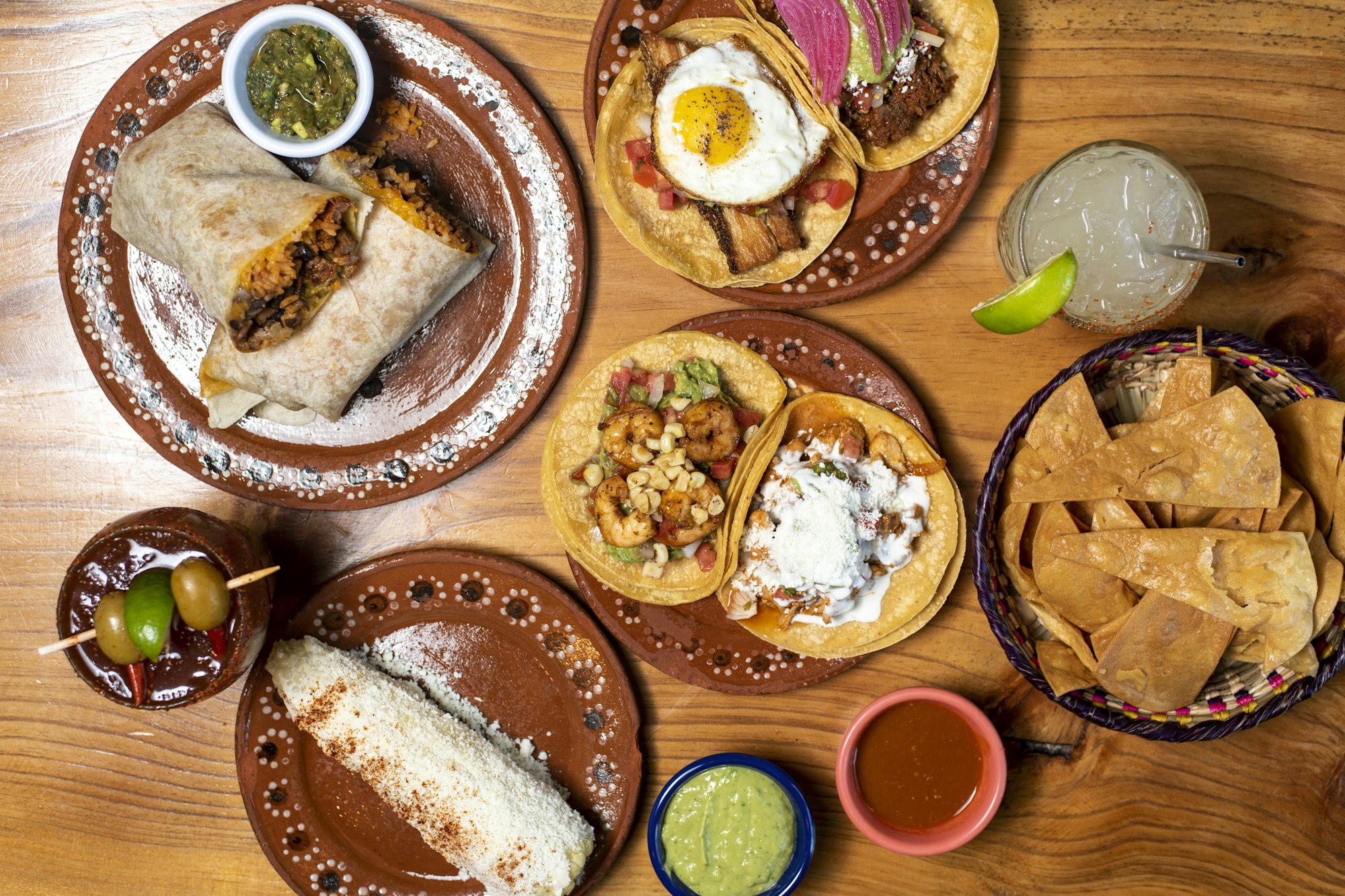 Mexican dishes on clay plates